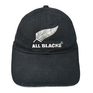 All Blacks Strapback Baseball Cap Black One Size Adjustable Embroidered 6 Panel